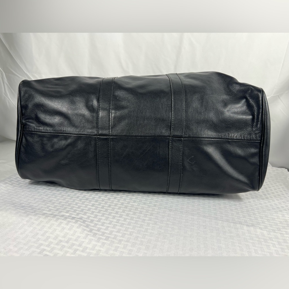 4903: Longchamp Le Foulonné Black Leather Weekender Duffel Travel Bag - Picture 4 of 16